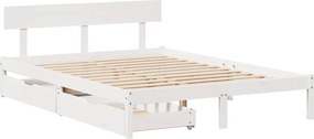 vidaXL Σκελετός Κρεβ. Χωρίς Στρώμα Λευκό 135x190 εκ Μασίφ Πεύκο