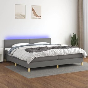 ΚΡΕΒΑΤΙ BOXSPRING ΜΕ ΣΤΡΩΜΑ &amp; LED ΣΚ.ΓΚΡΙ 200X200ΕΚ. ΥΦΑΣΜΑΤΙΝΟ 3133582