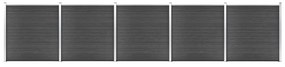 Σετ Πάνελ Περίφραξης Μαύρο 872 x 186 εκ. από WPC - Μαύρο