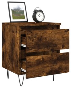 vidaXL Κομοδίνα 2 τεμ. Καπνιστή Δρυς 40x35x50 εκ. Επεξεργασμένο Ξύλο