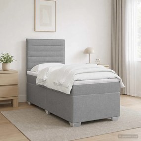 vidaXL Κρεβάτι box spring με στρώμα Ανοιχτό γκρι 100 x 200 cm Ύφασμα