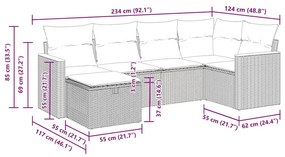 Σετ Καναπέ Κήπου 6 τεμ. Μπεζ Συνθετικό Ρατάν με Μαξιλάρια - Μπεζ