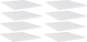 vidaXL Ράφια Βιβλιοθήκης 8 τεμ. Γυαλ. Λευκό 40x50x1,5 εκ. Επεξ.Ξύλο