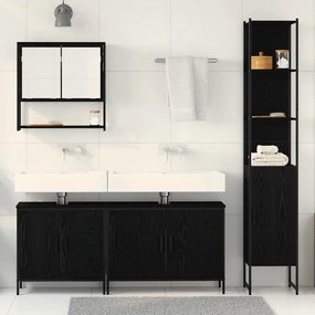 vidaXL Σετ Επίπλων Μπάνιου με πόρτα 4 pcs Μαύρο 33 x 33 x 185.5 εκ