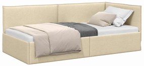 vidaXL Κρεβάτι Γωνίας με κεφαλάρι Κρεμ 90 x 190 cm ύφασμα