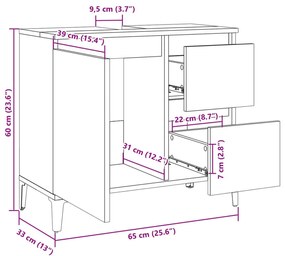 Ντουλάπι Μπάνιου Sonoma Δρυς 65x33x60 εκ. Επεξεργασμένο Ξύλο - Καφέ