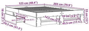 Πλαίσιο Κρεβατιού Χωρ. Στρώμα Καφέ Δρυς 120x200εκ. Επ. Ξύλο - Καφέ