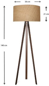 Φωτιστικό δαπέδου Rosling Megapap Mdf/ύφασμα Pvc χρώμα καρυδί/φυσικό 38x38x140εκ.