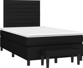 vidaXL Κρεβάτι Boxspring με Στρώμα Μαύρο 120x190 εκ. Υφασμάτινο
