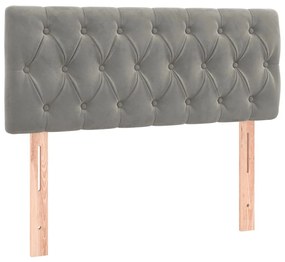 vidaXL Κρεβάτι Boxspring με Στρώμα Ανοιχτό Γκρι 100x200 εκ. Βελούδινο