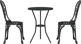 vidaXL Σετ Μπιστρό Κήπου 3 pcs Μαύρο Αλουμίνιο