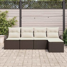 vidaXL Σετ Καναπέ Κήπου 5 pcs Καφέ συνθετικό ρατάν