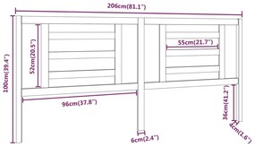 vidaXL Κεφαλάρι Κρεβατιού 206 x 4 x 100 εκ. από Μασίφ Ξύλο Πεύκου