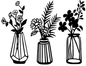 Διακοσμητικό Τοίχου Vase (Σετ 3Τμχ) 579LDN1152 10x40cm Black Wallity Metal