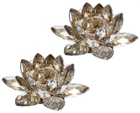 Artekko Lotus Διακοσμητικό Κηροπήγιο για Ρεσώ Γυάλινο Μελί (15x15x5.6)cm Σετ/2 Artekko 76698