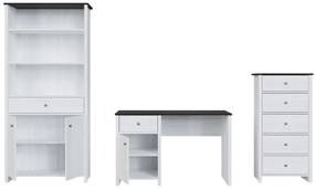 Σετ επίπλων Boston S131, 267x189x57cm, Larico πεύκο, Sibu πεύκο, Πλαστικοποιημένη μοριοσανίδα, Πόδια: Πλαστικοποιημένη μοριοσανίδα, Με συρτάρια, Γκρι