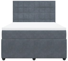 Κρεβάτι Boxspring με Στρώμα Σκούρο Γκρι 140x200 εκ. Βελούδινο - Γκρι