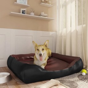 Κρεβάτι Σκύλου Μαύρο και Καφέ 80 x 68 x 23 εκ. Συνθετικό Δέρμα - Μαύρο