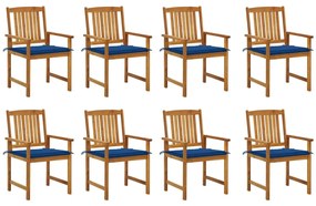 3078176 vidaXL Καρέκλες Κήπου 8 τεμ. από Μασίφ Ξύλο Ακακίας με Μαξιλάρια Μπλε, 1 Τεμάχιο