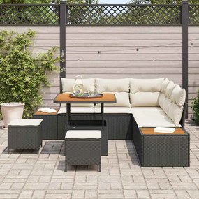 vidaXL Σετ Καναπέ Κήπου με μαξιλάρι 8 pcs Μαύρο Πολυ ράταν