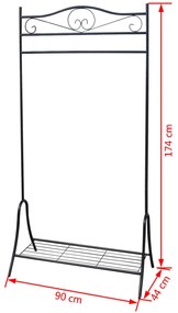 vidaXL Σταντ Ρούχων Μαύρο Ατσάλινο