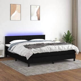 ΚΡΕΒΑΤΙ BOXSPRING ΜΕ ΣΤΡΩΜΑ &amp; LED ΜΑΥΡΟ 180X200 ΕΚ. ΥΦΑΣΜΑΤΙΝΟ 3133335