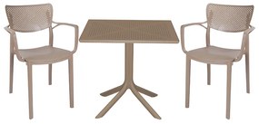 Τραπεζαρία κήπου Groovy-Frontline pakoworld σετ 3τεμ PP cappuccino 80x80x74,5εκ. - 253-000097 - 253-000097