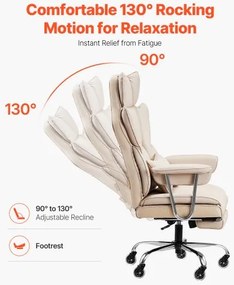 VEVOR Executive Office Chair High Back Chair Footrest &amp; Removable Armrests Brown