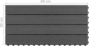 vidaXL Πλακάκι Δαπέδου 6 pcs Μαύρο 60 x 30 cm WPC