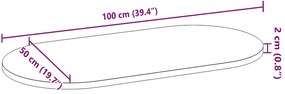 Επιτραπέζια επιφάνεια Σκούρο Καφέ 100x50x2 εκ. Ξύλο Δρυός Οβάλ - Καφέ
