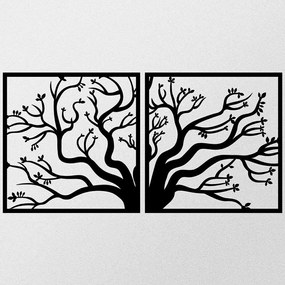Διακοσμητικό Τοίχου Tree (Σετ 2Τμχ) 279ENZ1146 50x50cm Black Wallity Metal
