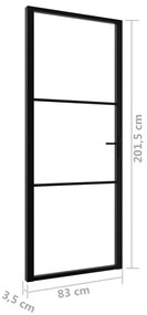vidaXL Πόρτα Εσωτερική Μαύρη 83 x 201,5 εκ. από Γυαλί ESG / Αλουμίνιο
