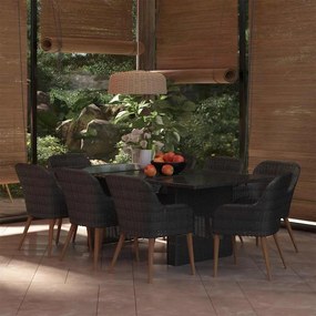 vidaXL Σετ Τραπεζαρίας Κήπου 9 τεμ. Μαύρο από Συνθετικό Ρατάν