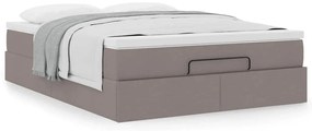 vidaXL Οθωμανικό κρεβάτι με στρώμα Taupe 140x200cm ύφασμα