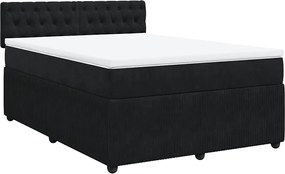 vidaXL Κρεβάτι Boxspring με Στρώμα Μαύρο 140x190 εκ. Βελούδινο