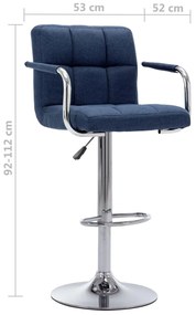 vidaXL Καρέκλα Μπαρ Μπλε Υφασμάτινη