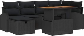 vidaXL Σετ Καναπέ Κήπου 7 pcs Μαύρο συνθετικό ρατάν
