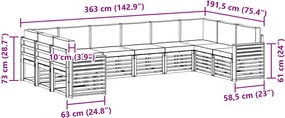 vidaXL Σειρά Καναπέ Εξωτερικού 10 pcs Λευκό και Κρεμ