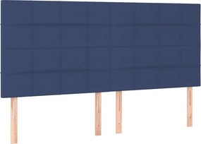 vidaXL Κρεβάτι Boxspring με Στρώμα Μπλε 160x200 εκ. Υφασμάτινο