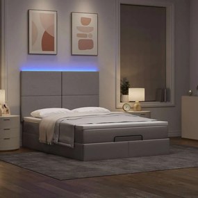 VidaXL Οθωμανικό κρεβάτι με στρώμα & LEDs Taupe 140x200 cm Ύφασμα