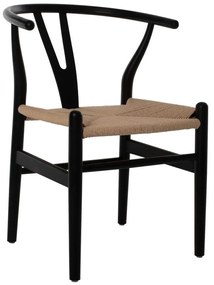 Καρέκλα Τραπεζαρίας Brave HM8695.03 48x55x735cm Με Σχοινί Black-Beige Ξύλο,Σχοινί