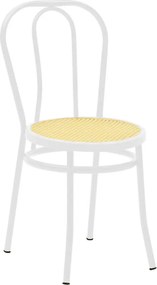 Καρέκλα Βιέννης pakoworld pe rattan μπεζ-μέταλλο λευκό