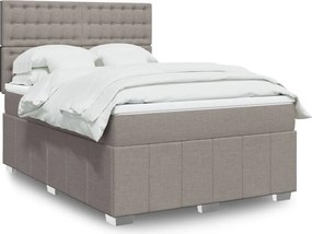 vidaXL Κρεβάτι Boxspring με Στρώμα Taupe 140x200 εκ. Υφασμάτινο