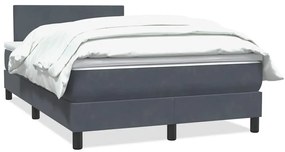 Κρεβάτι Boxspring με Στρώμα Σκούρο Γκρι 120x210 εκ. Βελούδινο - Γκρι