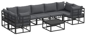 vidaXL Σετ Καναπέ Κήπου 8 pcs Μαύρο Αλουμίνιο