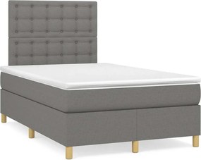 vidaXL Κρεβάτι Boxspring με Στρώμα Σκούρο Γκρι 120x190 εκ Υφασμάτινο