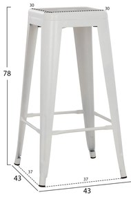 ΣΚΑΜΠΟ ΜΠΑΡ ΜΕΤΑΛΛΙΚΟ MELITA-PRO HM8642.41 ΣΕ ΛΕΥΚΟ ΜΑΤ 43x43x78Υεκ. (1 Τεμμάχια)