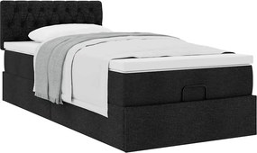 vidaXL Οθωμανικό κρεβάτι με στρώμα Μαύρο 90x190cm Ύφασμα