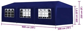 vidaXL Τέντα Εκδηλώσεων Μπλε 3 x 9 μ.