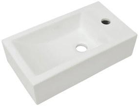 vidaXL Νιπτήρας Ορθογώνιος Οπή Βρύσης Λευκός 46x25,5x12 εκ. Κεραμικός